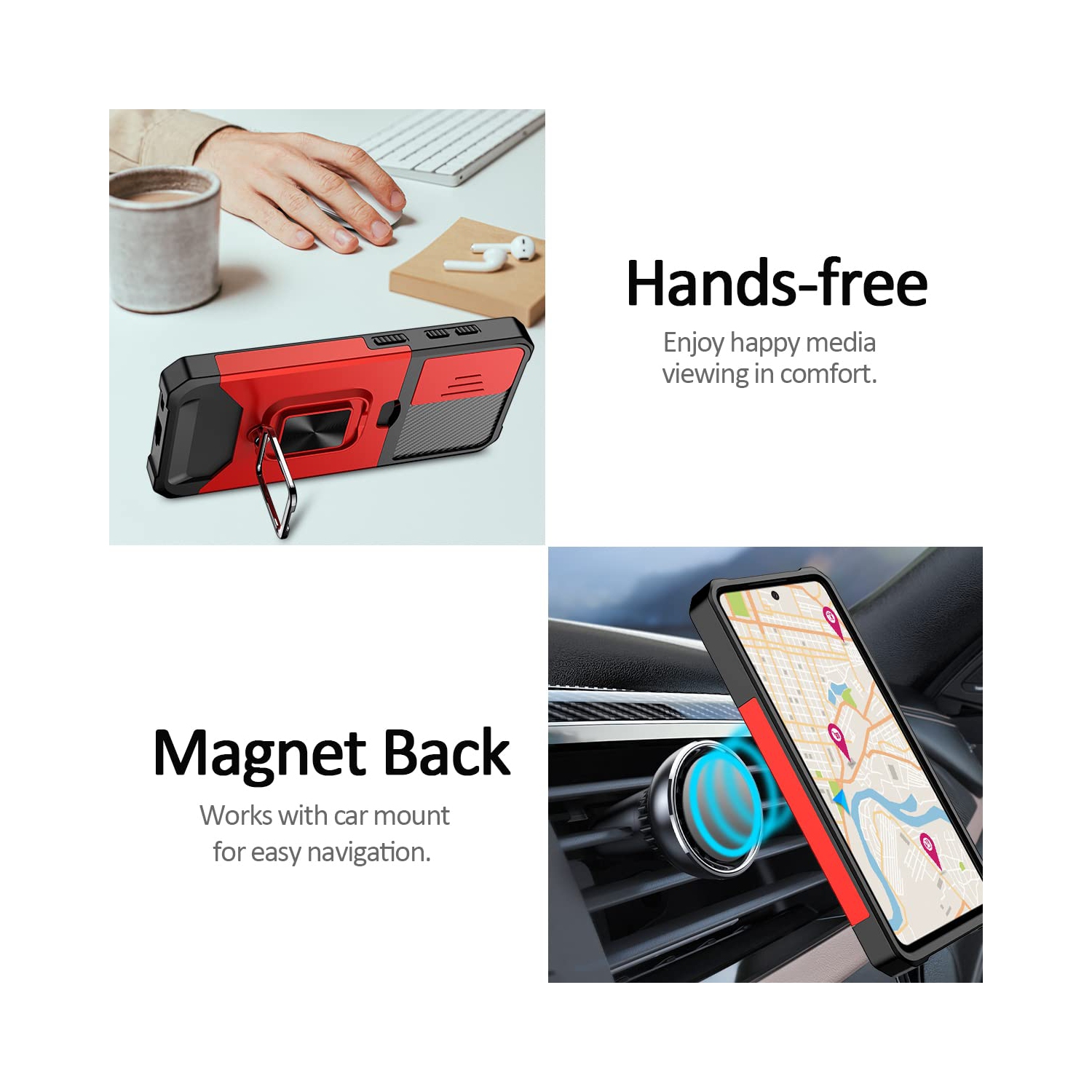 Samsung S23 Case with Sliding Camera Cover Heavy Duty Protective Galaxy S23 Case with Card Holder Magnetic Built-in Kickstand Phone Case for Samsung