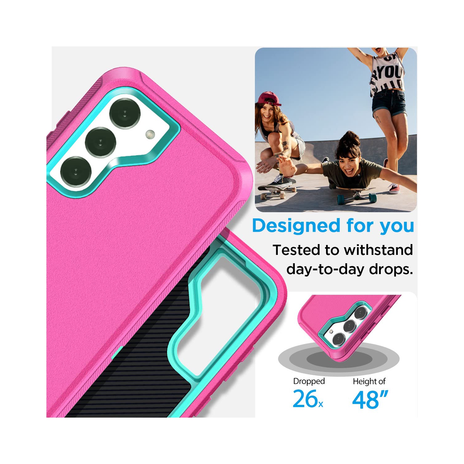 Samsung Galaxy S23 Case, with Screen Protector Rugged Heavy Duty Protective Phone Case, Shockproof Drop Military Grade Tough Cell Phone Case for