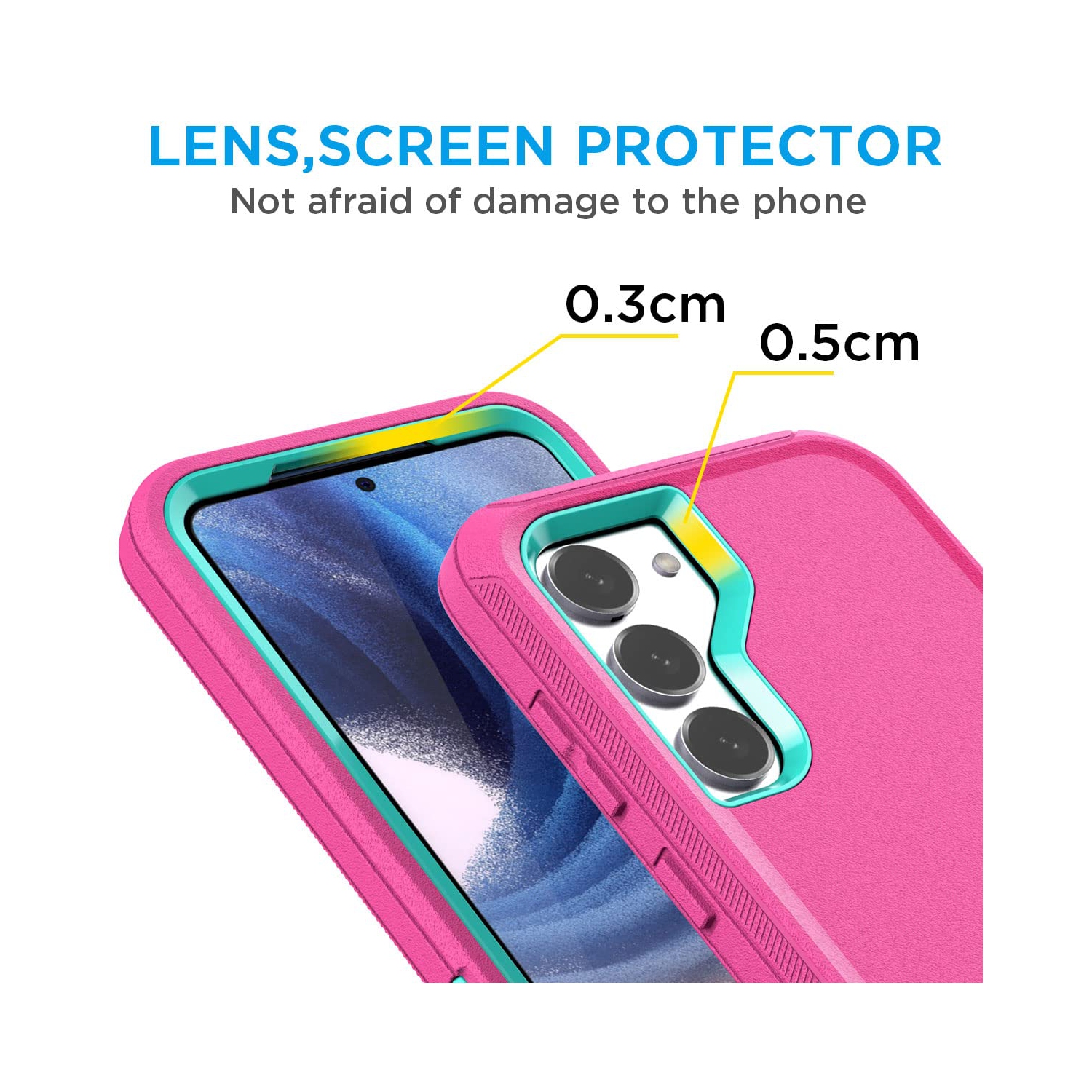 Samsung Galaxy S23 Case, with Screen Protector Rugged Heavy Duty Protective Phone Case, Shockproof Drop Military Grade Tough Cell Phone Case for