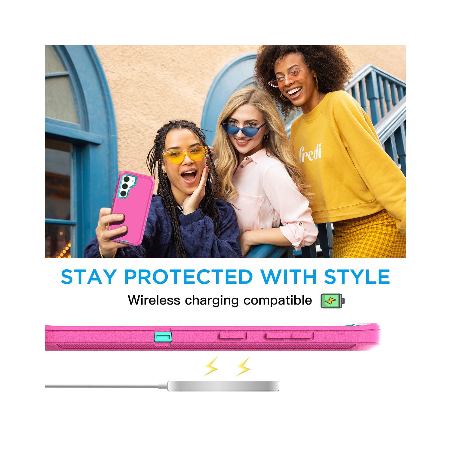 Samsung Galaxy S23 Case, with Screen Protector Rugged Heavy Duty Protective Phone Case, Shockproof Drop Military Grade Tough Cell Phone Case for