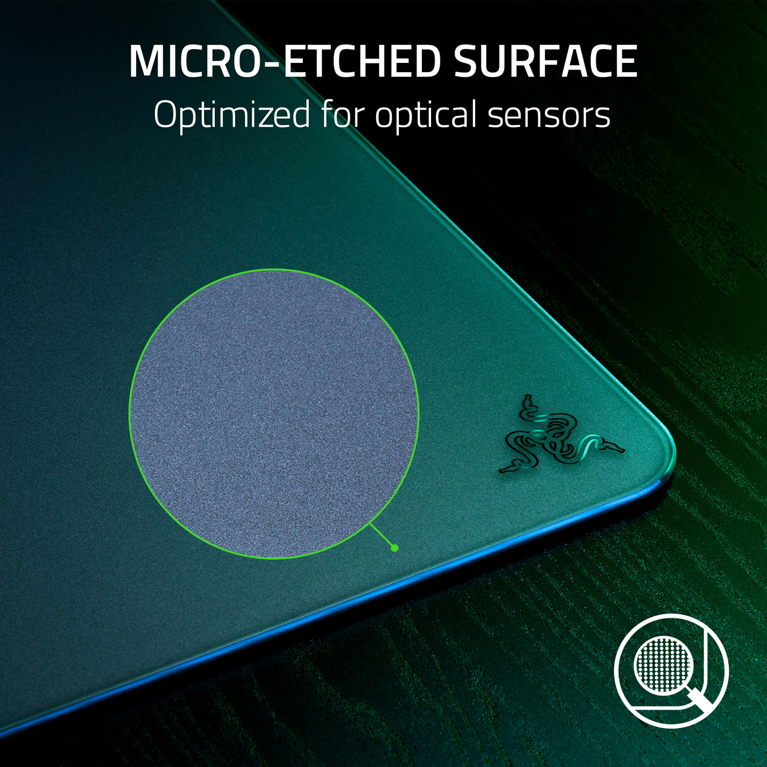 Tapis de souris de jeu en verre trempé Atlas de Razer - Noir