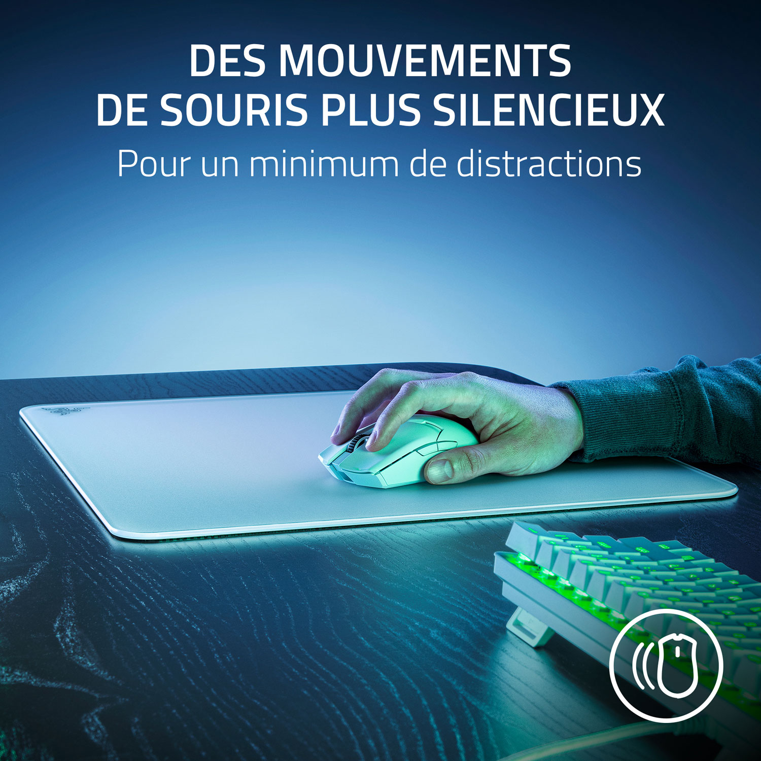 Tapis de souris de jeu en verre trempé Atlas de Razer - Blanc