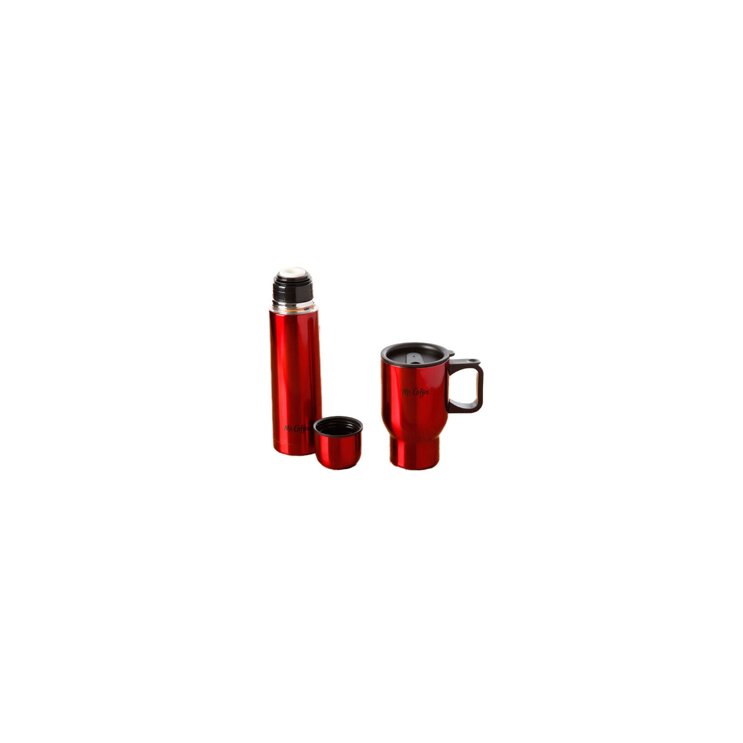 Mr Coffee Javelin 2-Piece Double Wall Thermal Bottle Travel Mug Set - Red.