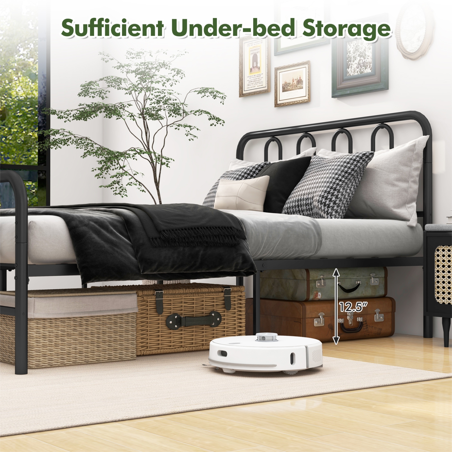 Gymax Stylish Full Size Metal Bed Frame Platform Bed Base w/ Headboard & Footboard