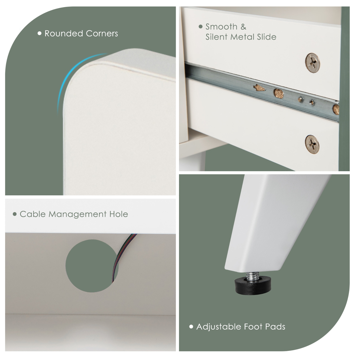 Gymax 2PCS Nightstand Modern Beside End Table w/ LED Lights Open Compartment & Drawer