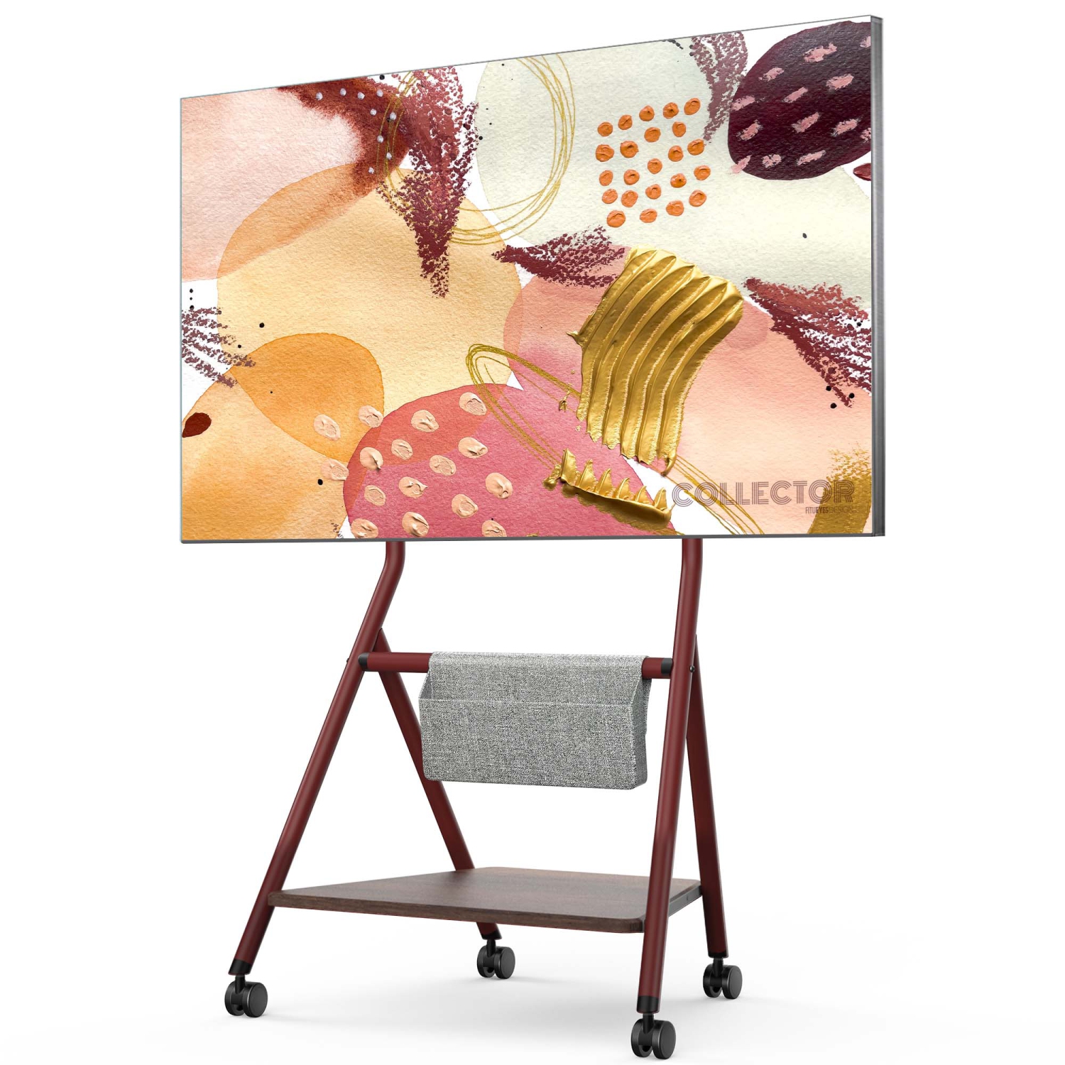 FITUEYES Design Corner Floor TV Stand with Mount for 46 50 55 60 65 Inch TV, Height Adjustable Mobile TV Stand with Storage Universal Wheel, Shelf