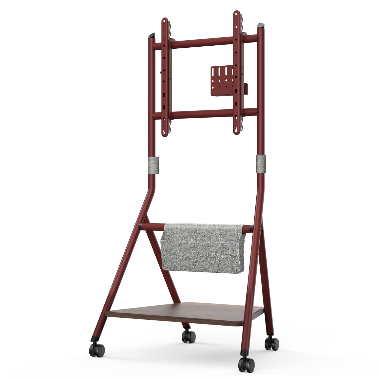 FITUEYES Design Corner Floor TV Stand with Mount for 46 50 55 60 65 Inch TV, Height Adjustable Mobile TV Stand with Storage Universal Wheel, Shelf