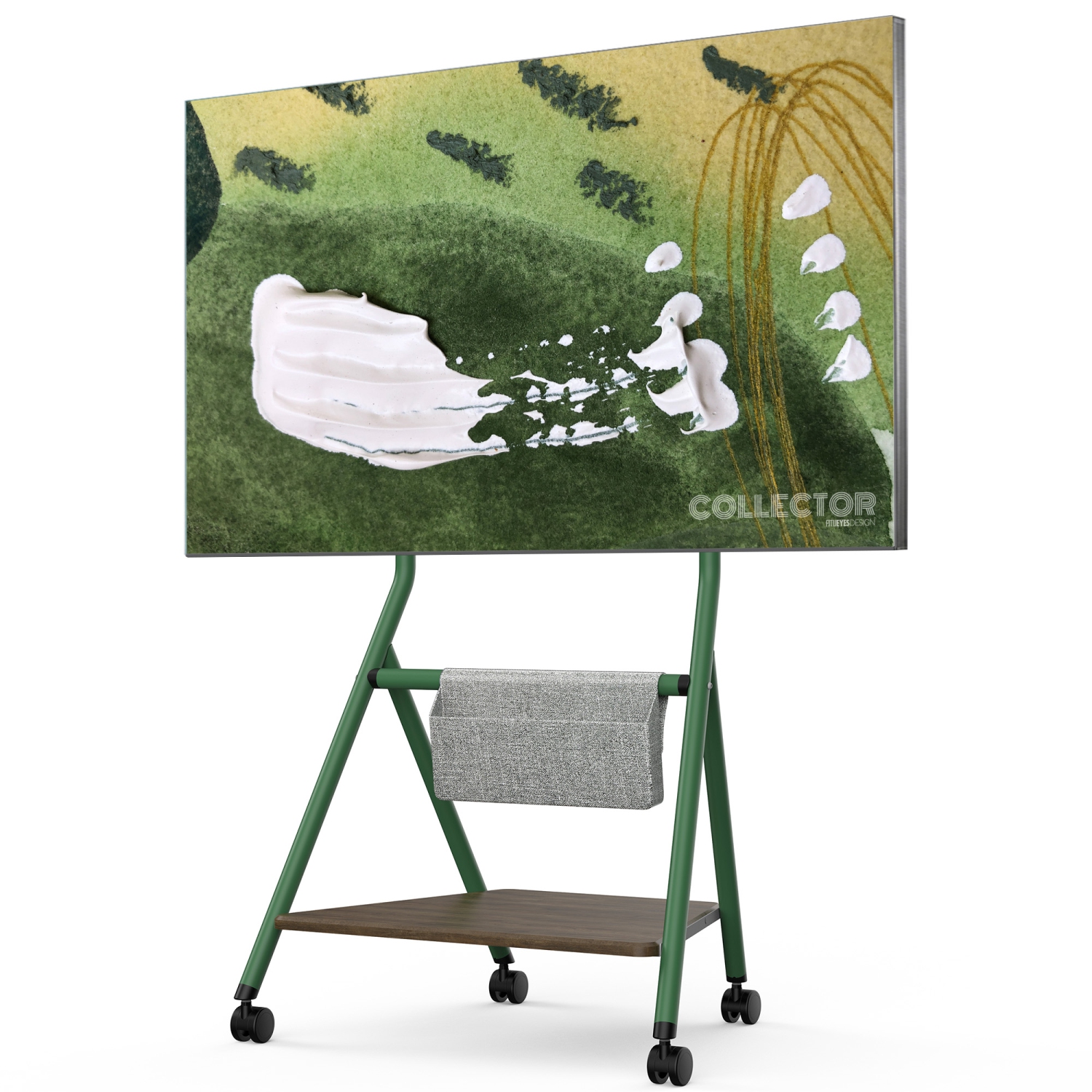 FITUEYES Design Corner Floor TV Stand with Mount for 46 50 55 60 65 Inch TV, Height Adjustable Mobile TV Stand with Storage Universal Wheel, Shelf