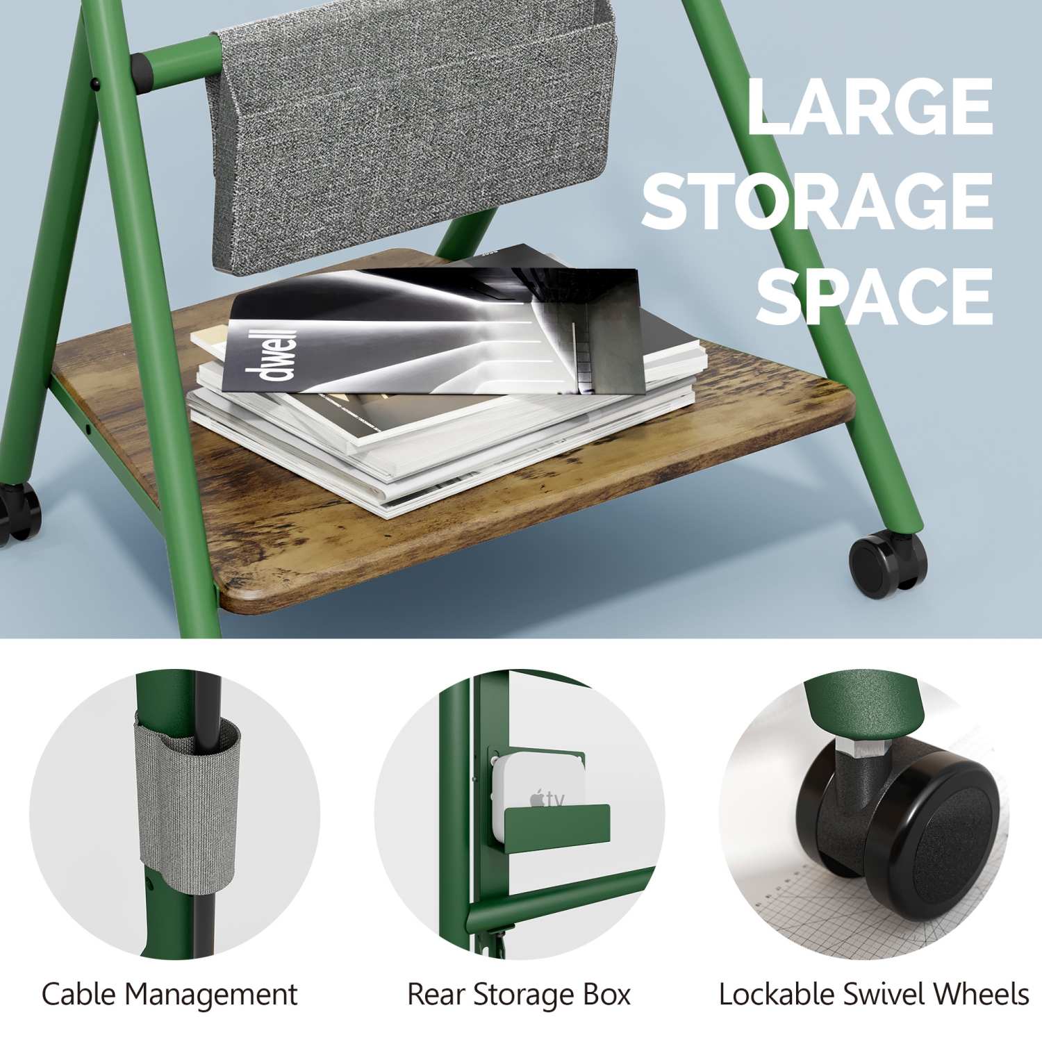 FITUEYES Design Corner Floor TV Stand with Mount for 46 50 55 60 65 Inch TV, Height Adjustable Mobile TV Stand with Storage Universal Wheel, Shelf