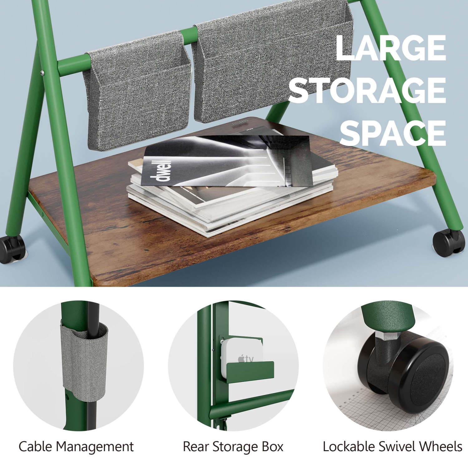 FITUEYES Design Corner Floor TV Stand with Mount for 55 60 65 70 75 78 Inch TV, Height Adjustable Mobile TV Stand with Storage Universal Wheel, Shelf