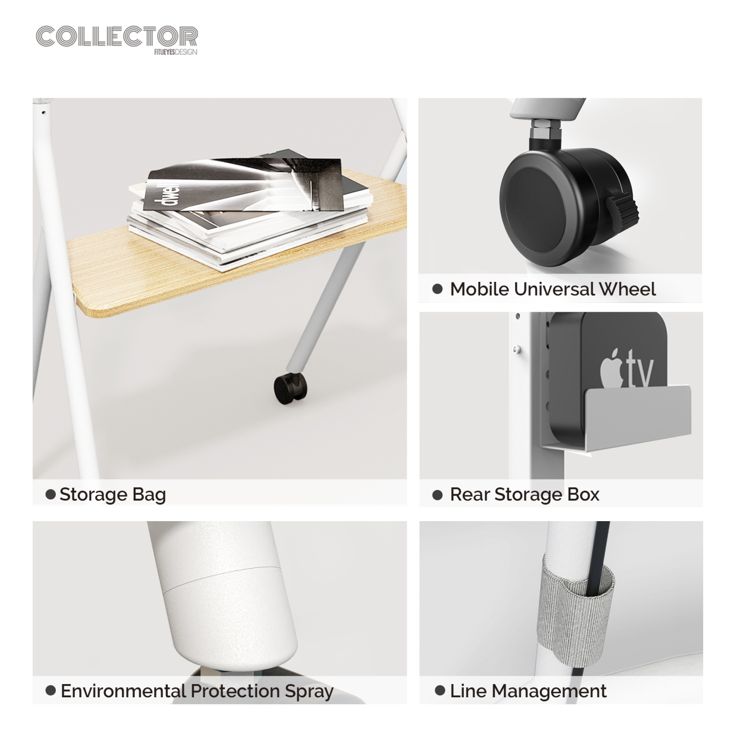 FITUEYES Design Corner Floor TV Stand with Mount for 55 60 65 70 75 78 Inch TV, Height Adjustable Mobile TV Stand with Storage Universal Wheel,Shelf