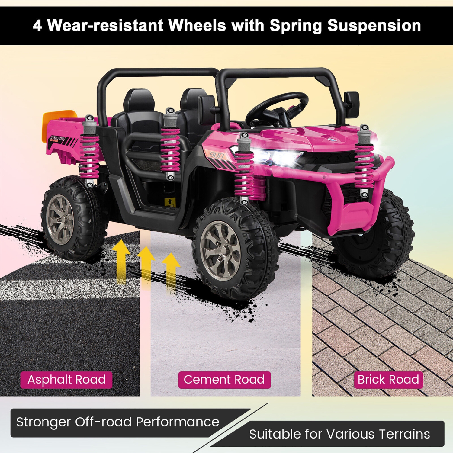 Gymax 12V 2 Seater Ride On UTV Dump Truck Remote w/ Electric Dump Bed & Shovel Pink