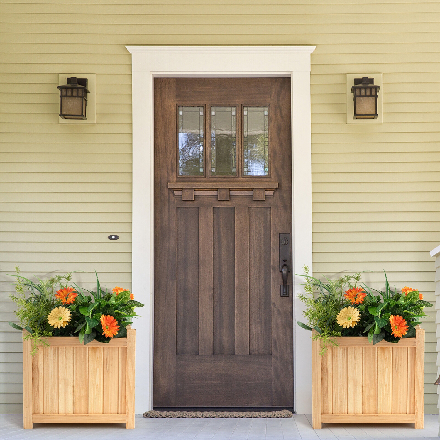 Jardinière en bois pliante pour plantes d'extérieur avec trou de drainage GYMAX
