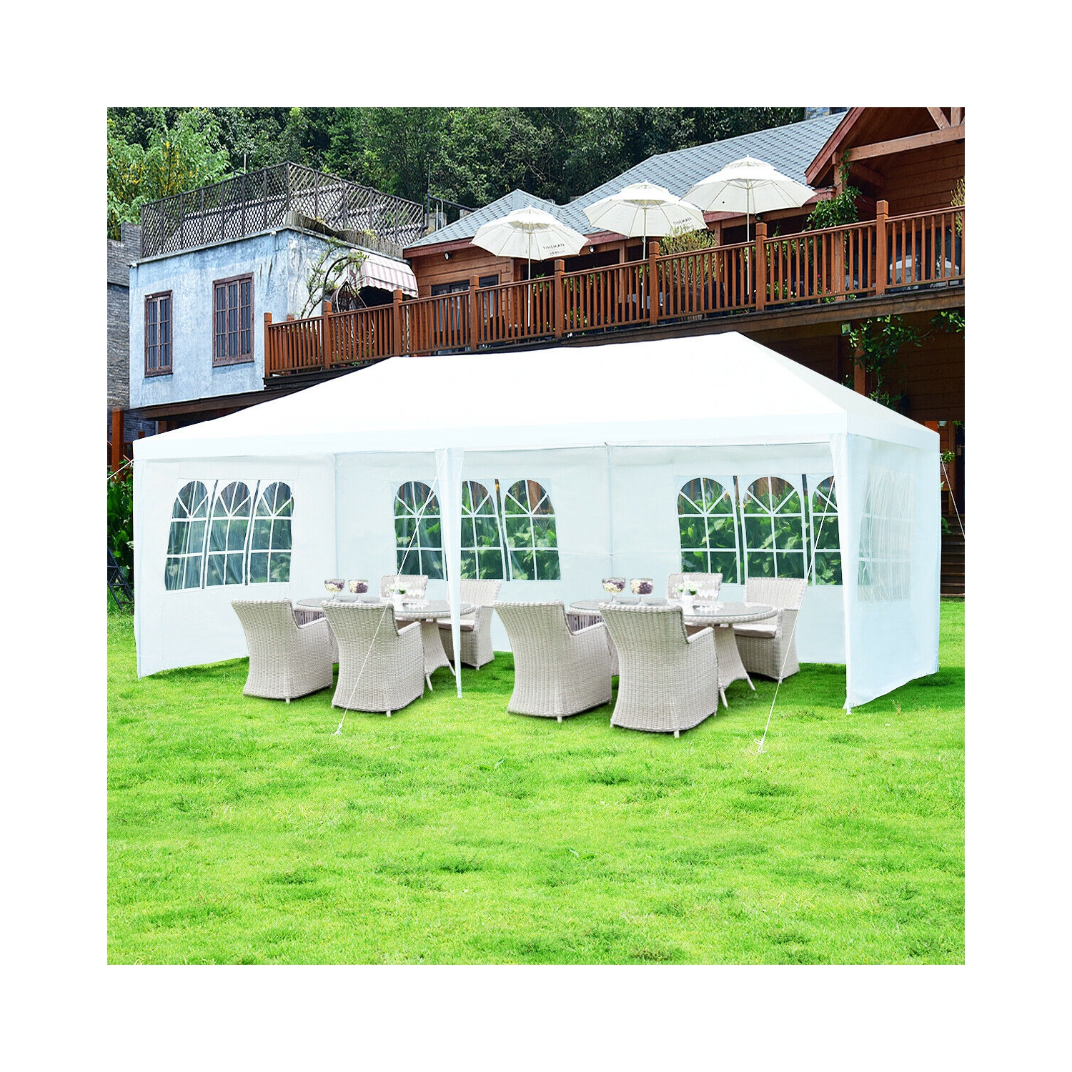 10 x 20 Feet Outdoor Party Wedding Canopy Tent with Removable Walls and Carry Bag