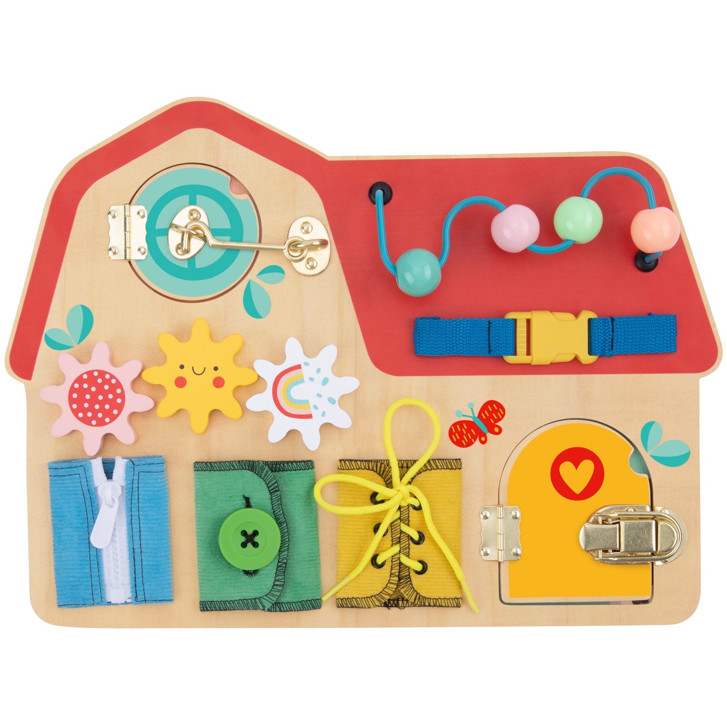 TOOKYLAND Wooden Busy Board - Montessori Activity Board, Preschool Learning Sensory Toy for Kids 3 Years Old +
