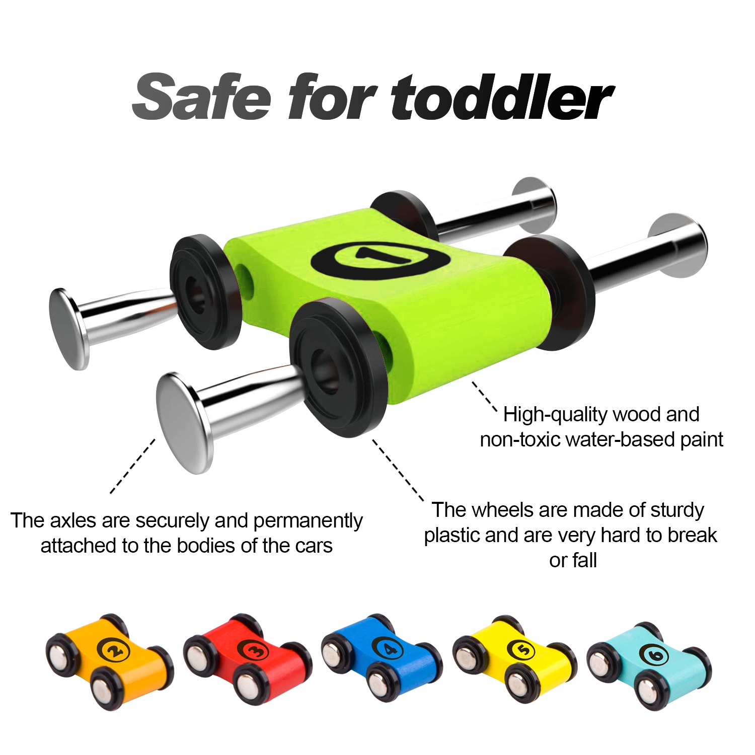 TOOKYLAND Rampes de Course pour Voitures Jouets - 8pcs - Ensemble de Piste de Course à Gravité avec Véhicules en Bois, pour Enfants de 18 Mois +