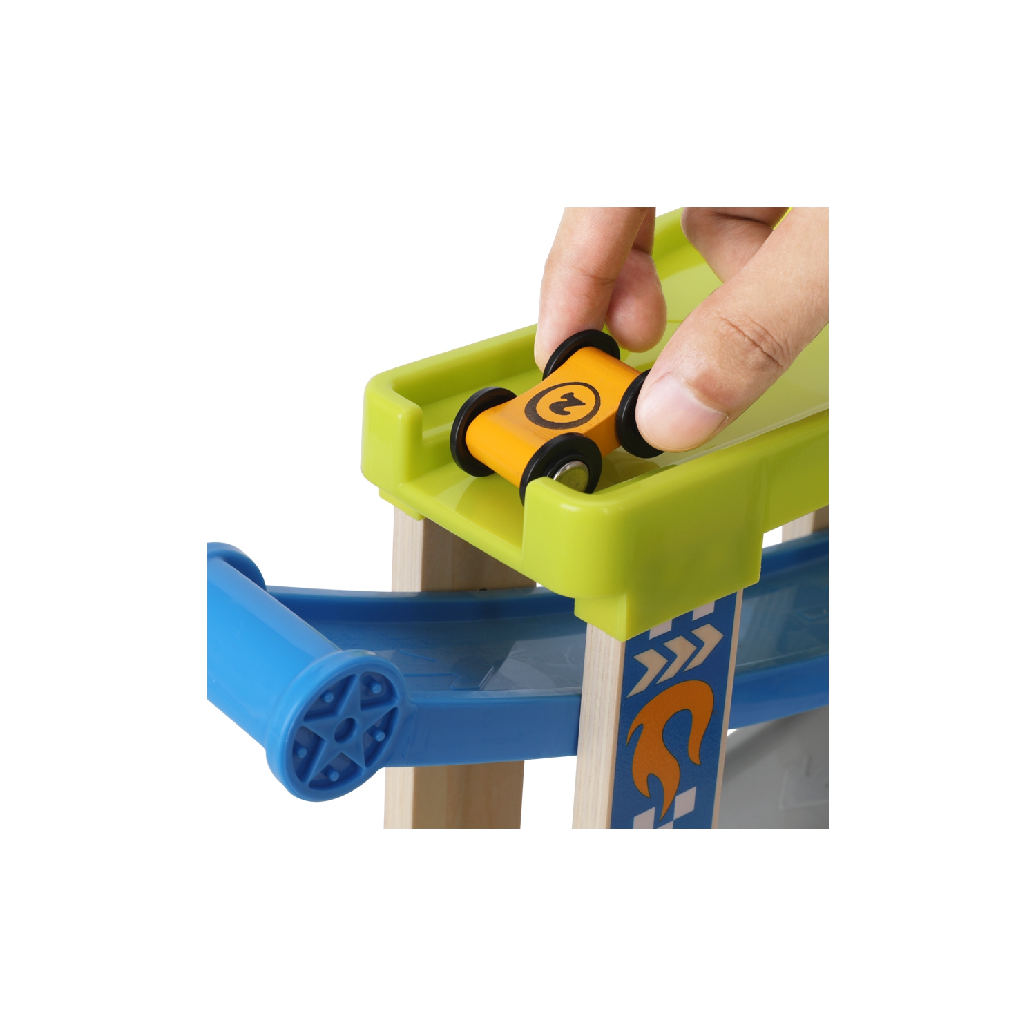 TOOKYLAND Rampes de Course pour Voitures Jouets - 8pcs - Ensemble de Piste de Course à Gravité avec Véhicules en Bois, pour Enfants de 18 Mois +