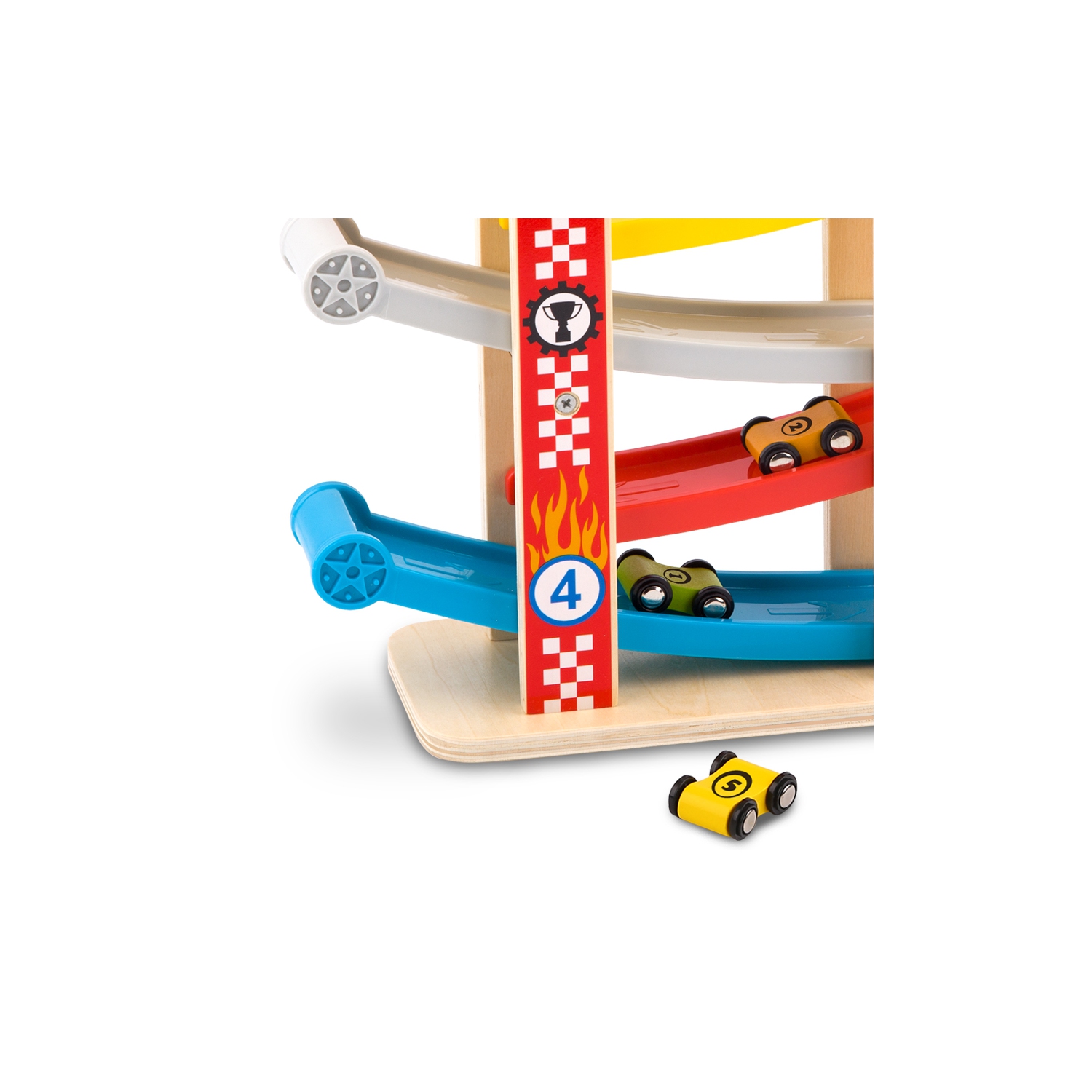 TOOKYLAND Rampes de Course pour Voitures Jouets - 8pcs - Ensemble de Piste de Course à Gravité avec Véhicules en Bois, pour Enfants de 18 Mois +