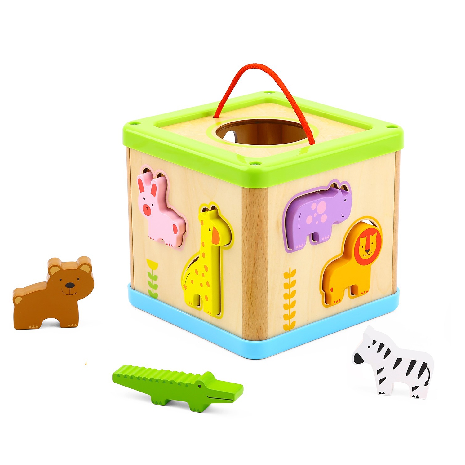 TOOKYLAND Cube Trieur de Formes en Bois - 9pcs - Boîte de Tri d'Animaux, Jouet d'Éveil pour Enfants de 12 Mois +