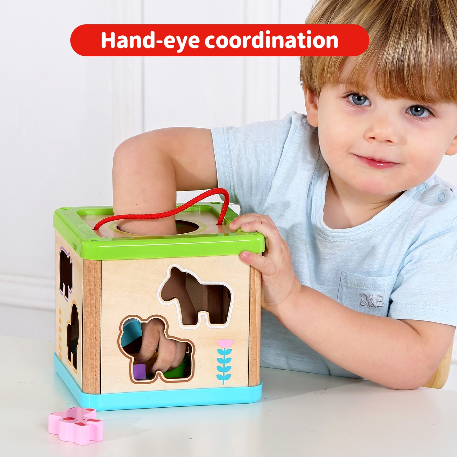 TOOKYLAND Cube Trieur de Formes en Bois - 9pcs - Boîte de Tri d'Animaux, Jouet d'Éveil pour Enfants de 12 Mois +