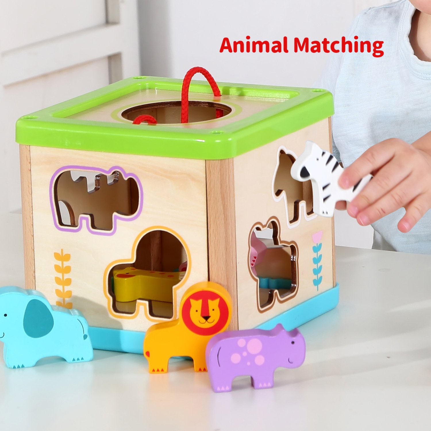 TOOKYLAND Cube Trieur de Formes en Bois - 9pcs - Boîte de Tri d'Animaux, Jouet d'Éveil pour Enfants de 12 Mois +