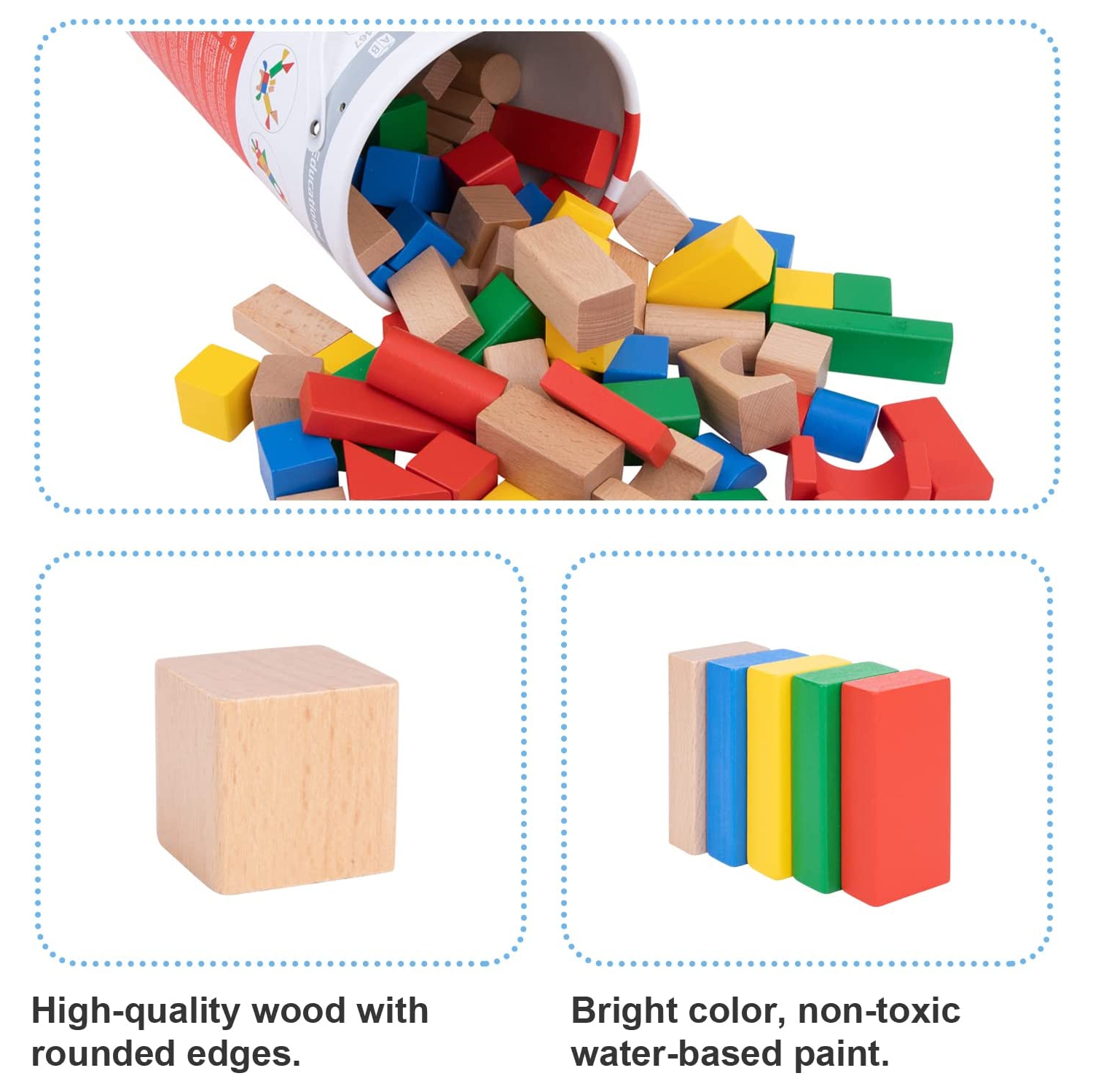 TOOKYLAND Ensemble de Blocs de Construction en Bois - 100 Pièces - Blocs à Empiler, Jouet pour Enfant de 1 An +