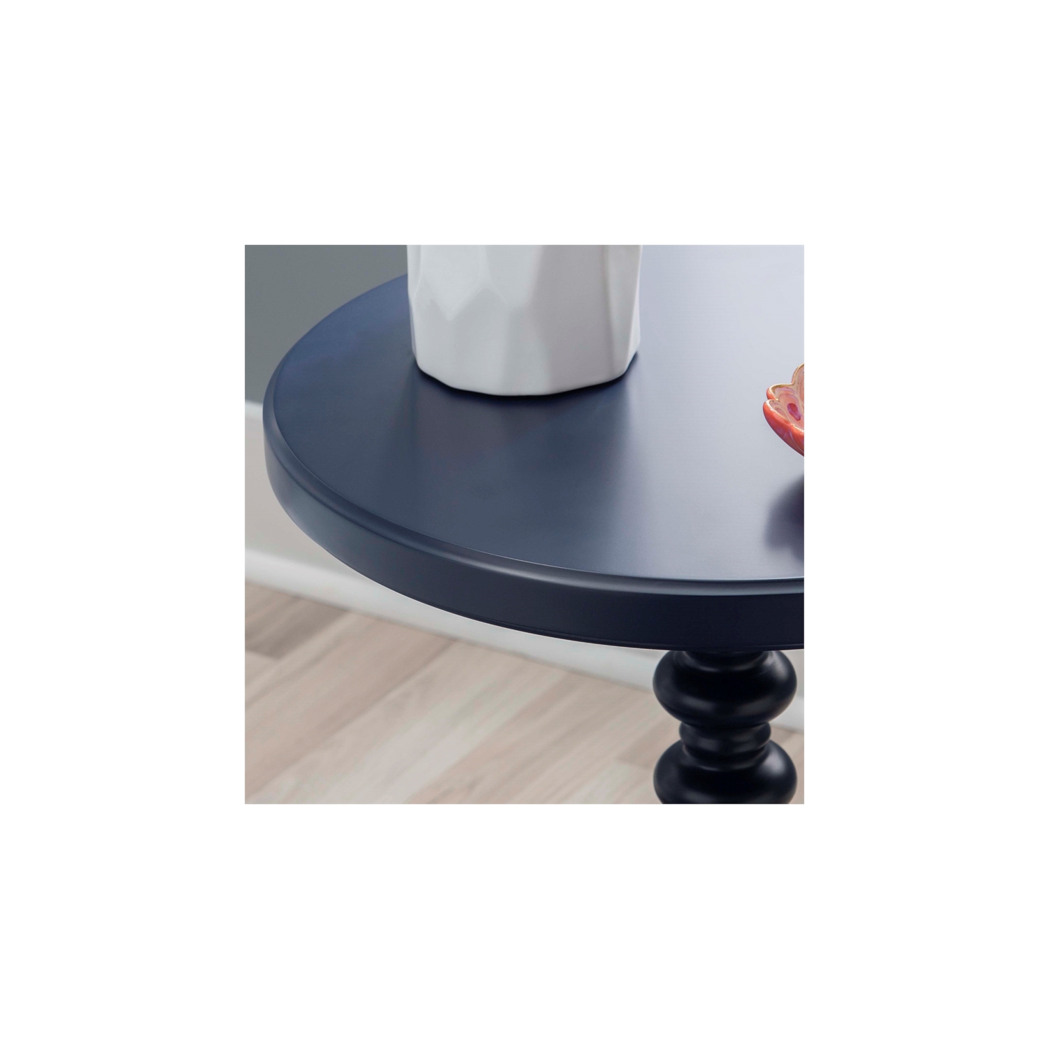 Linon Tara Wood Spindle Side Table in Navy Blue