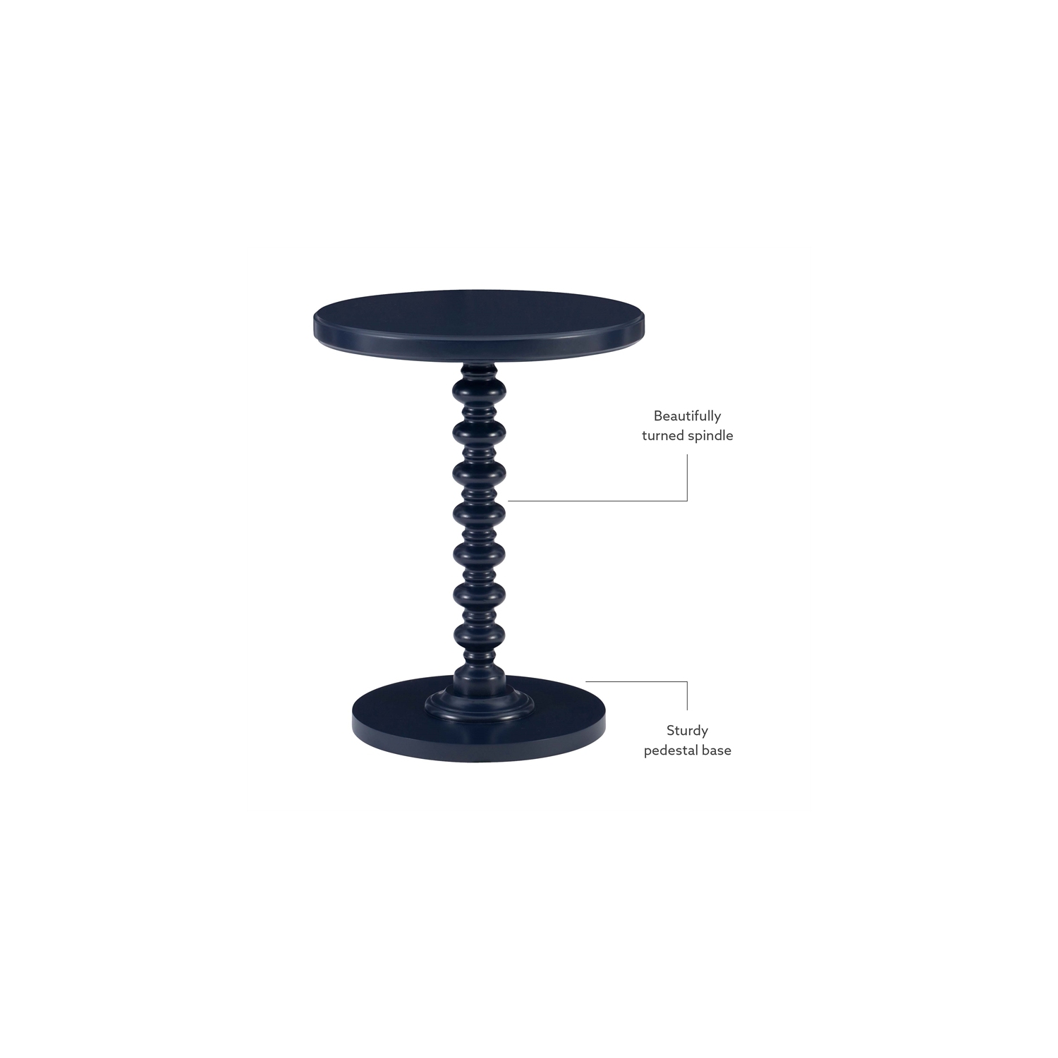 Linon Tara Wood Spindle Side Table in Navy Blue