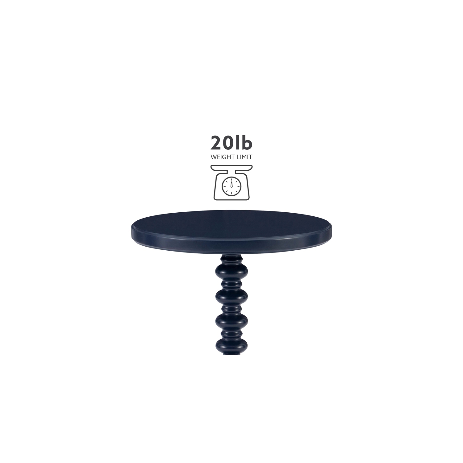 Linon Tara Wood Spindle Side Table in Navy Blue