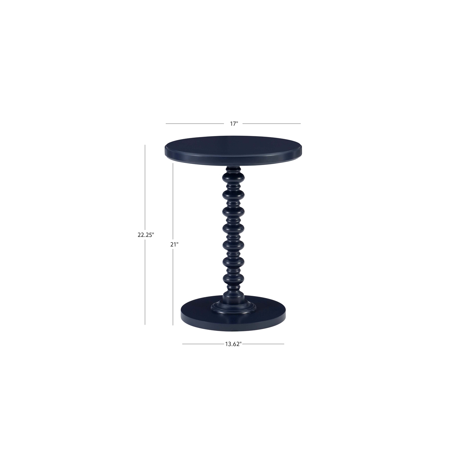 Linon Tara Wood Spindle Side Table in Navy Blue