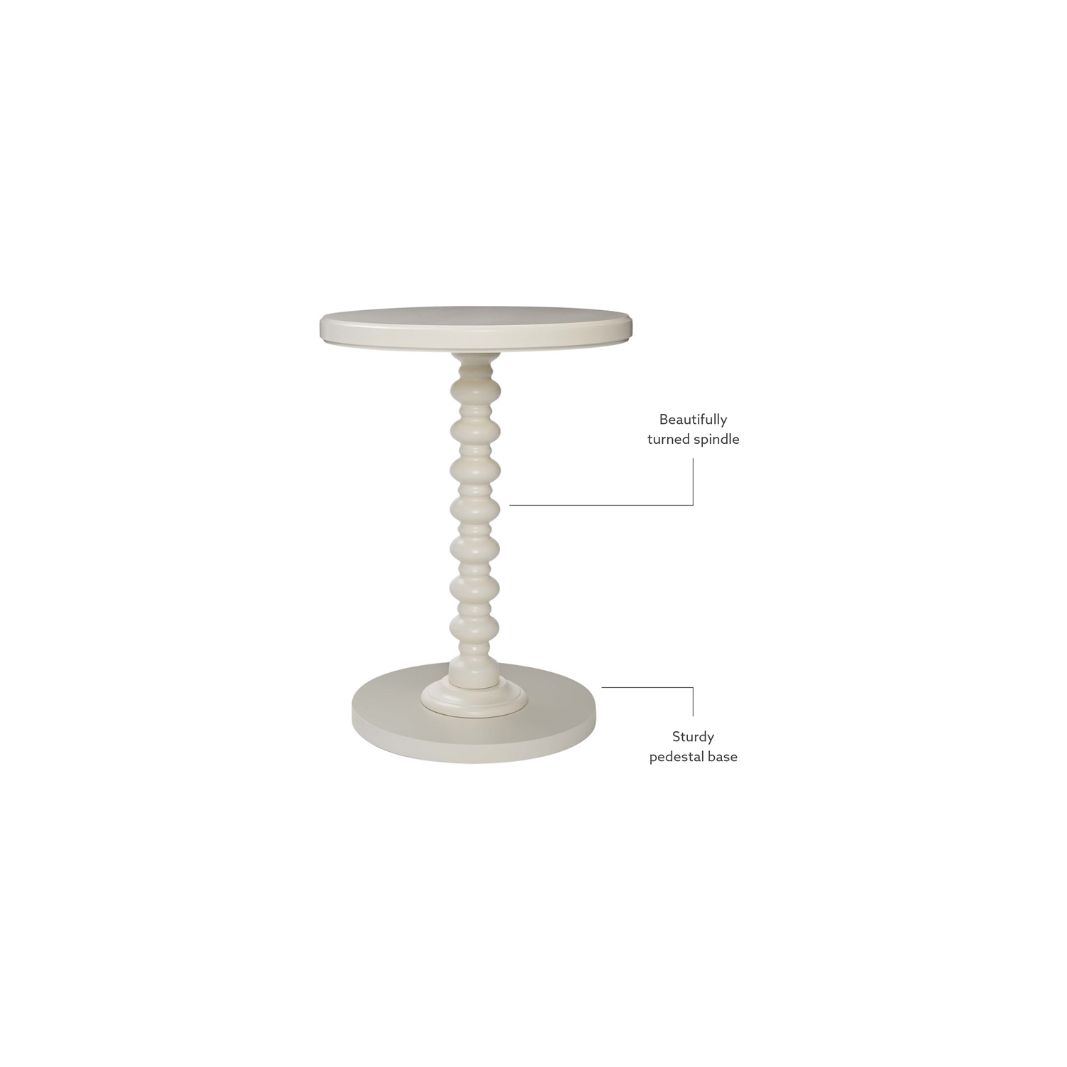 Linon Tara Wood Spindle Side Table in Off White