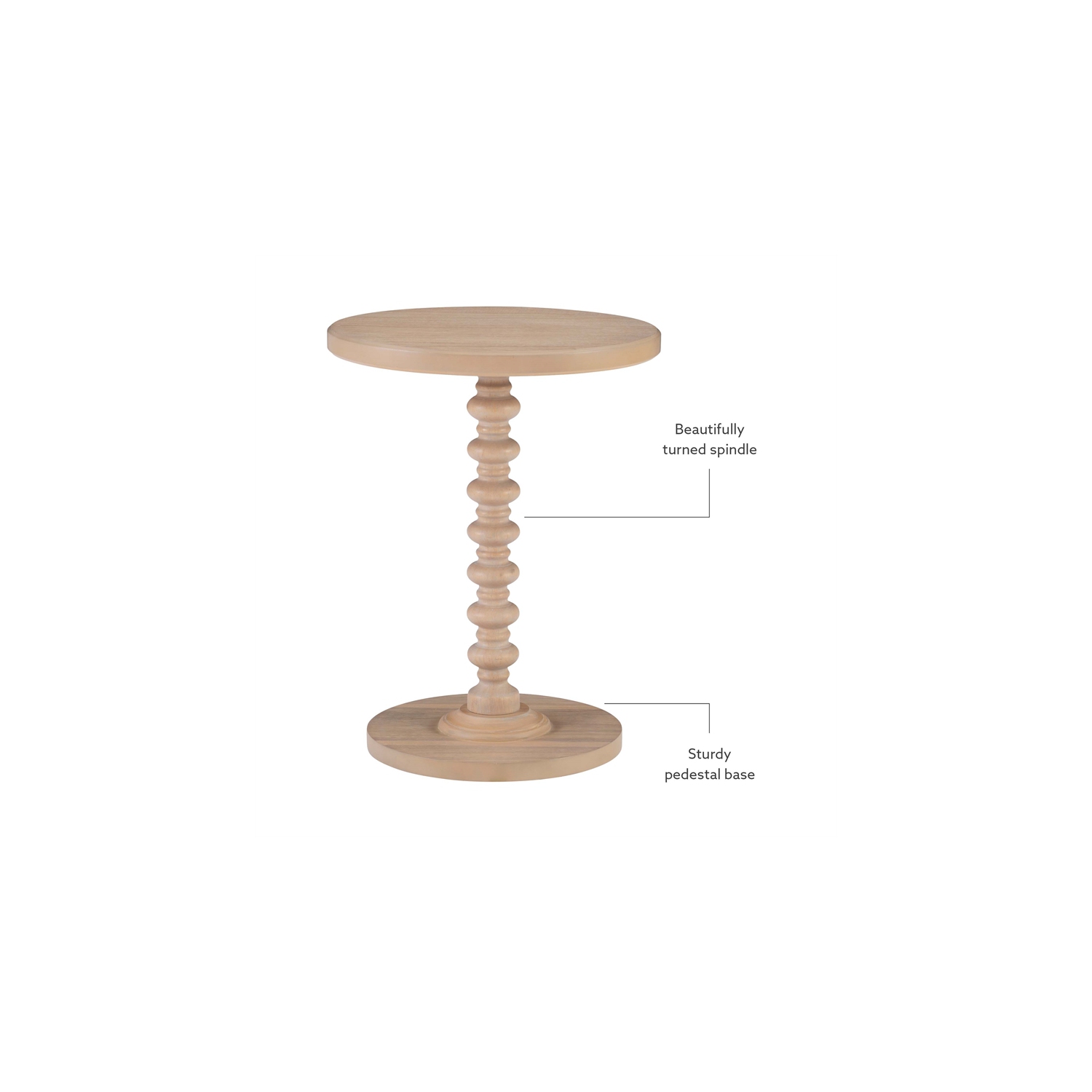 Table d'appoint en bois Linon Tara, fini naturel
