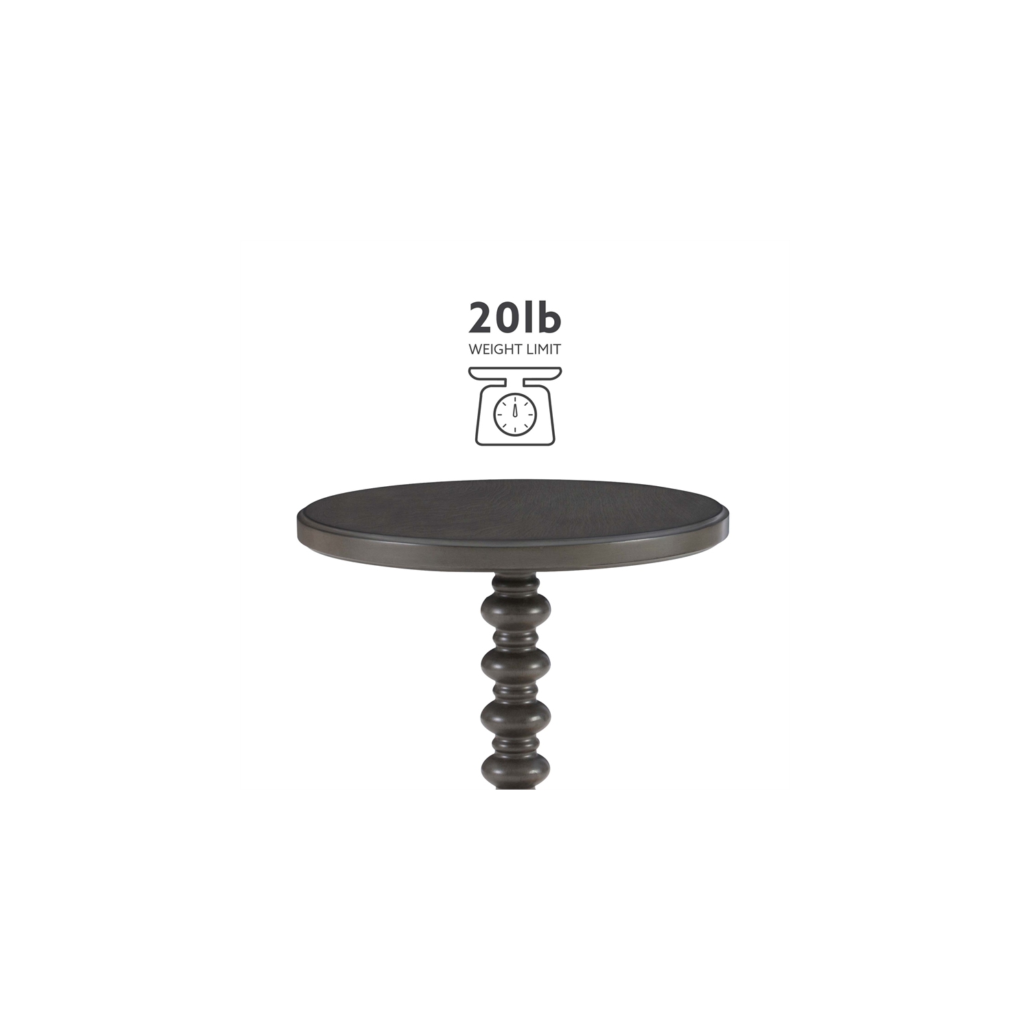 Linon Tara Wood Spindle Side Table in Dark Grey
