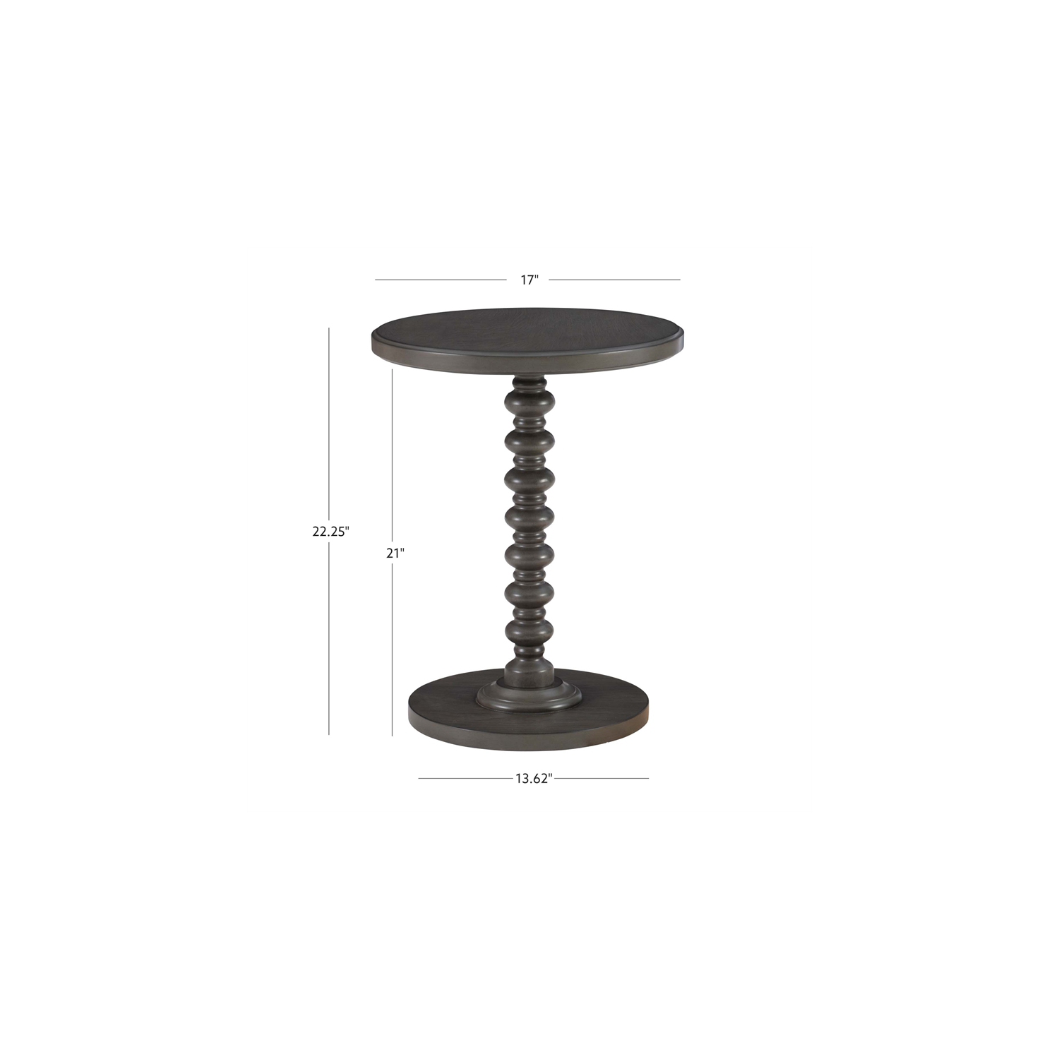 Linon Tara Wood Spindle Side Table in Dark Grey