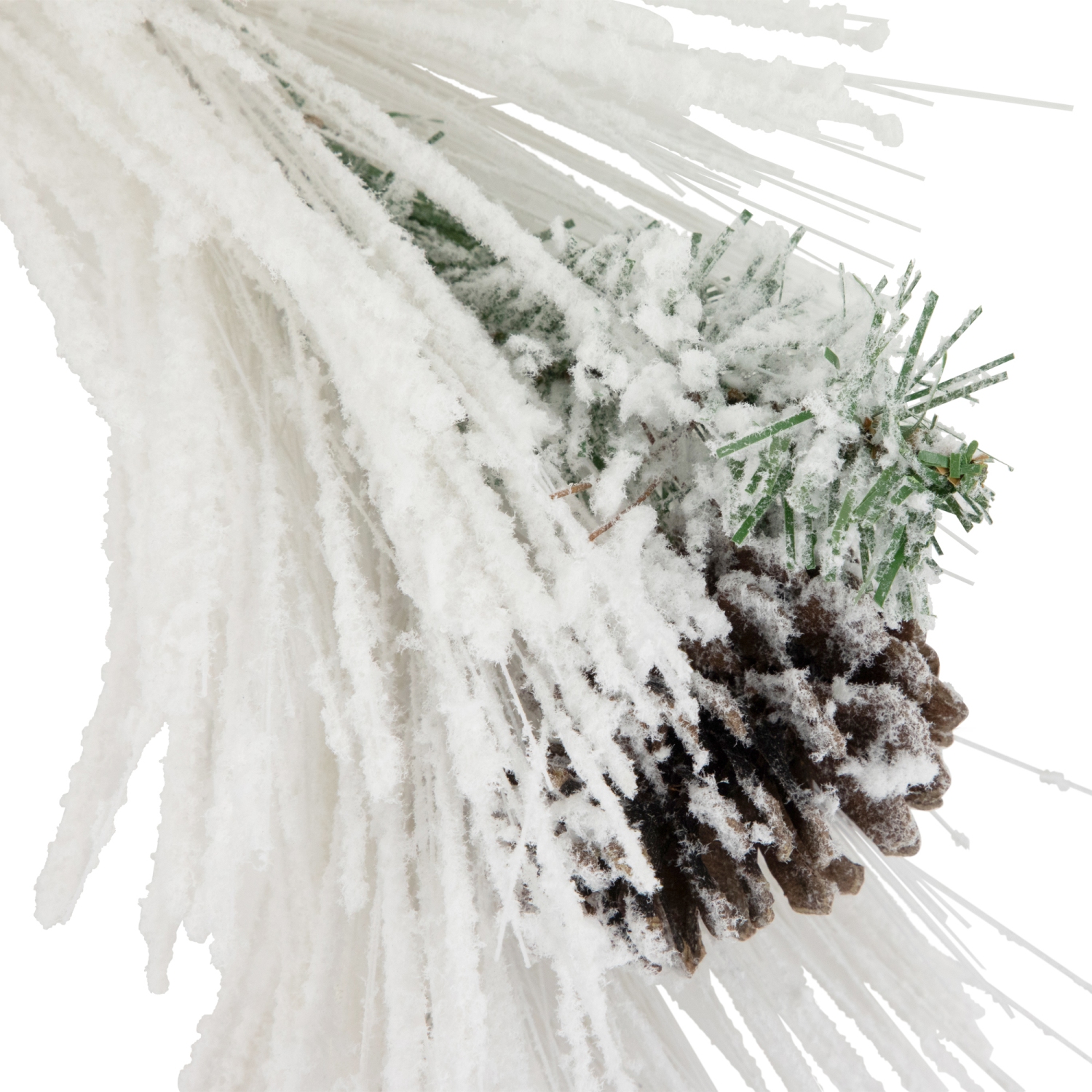 24" White Flocked Artificial Christmas Wreath with Pine Cones