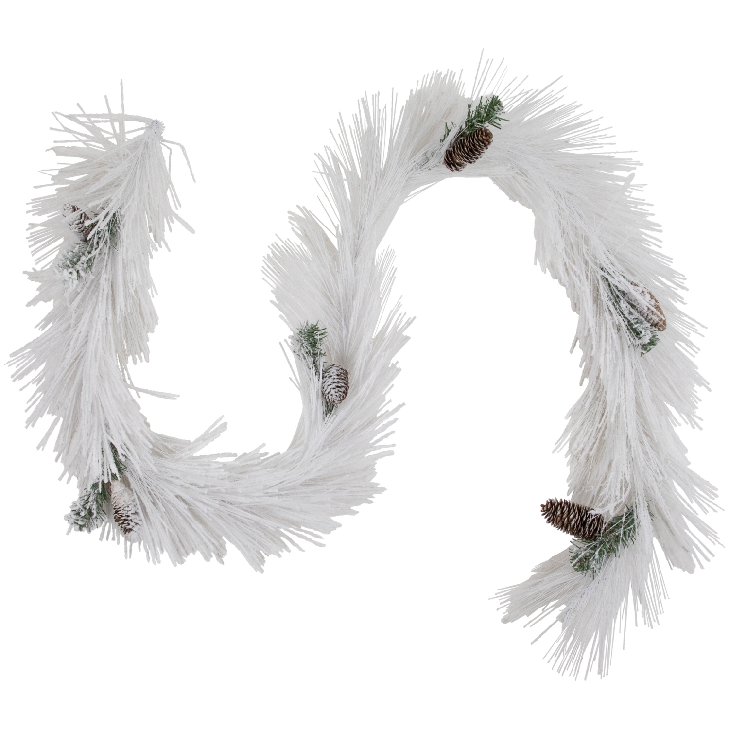 6' x 10" White Flocked Artificial Christmas Garland with Pine Cones, Unlit