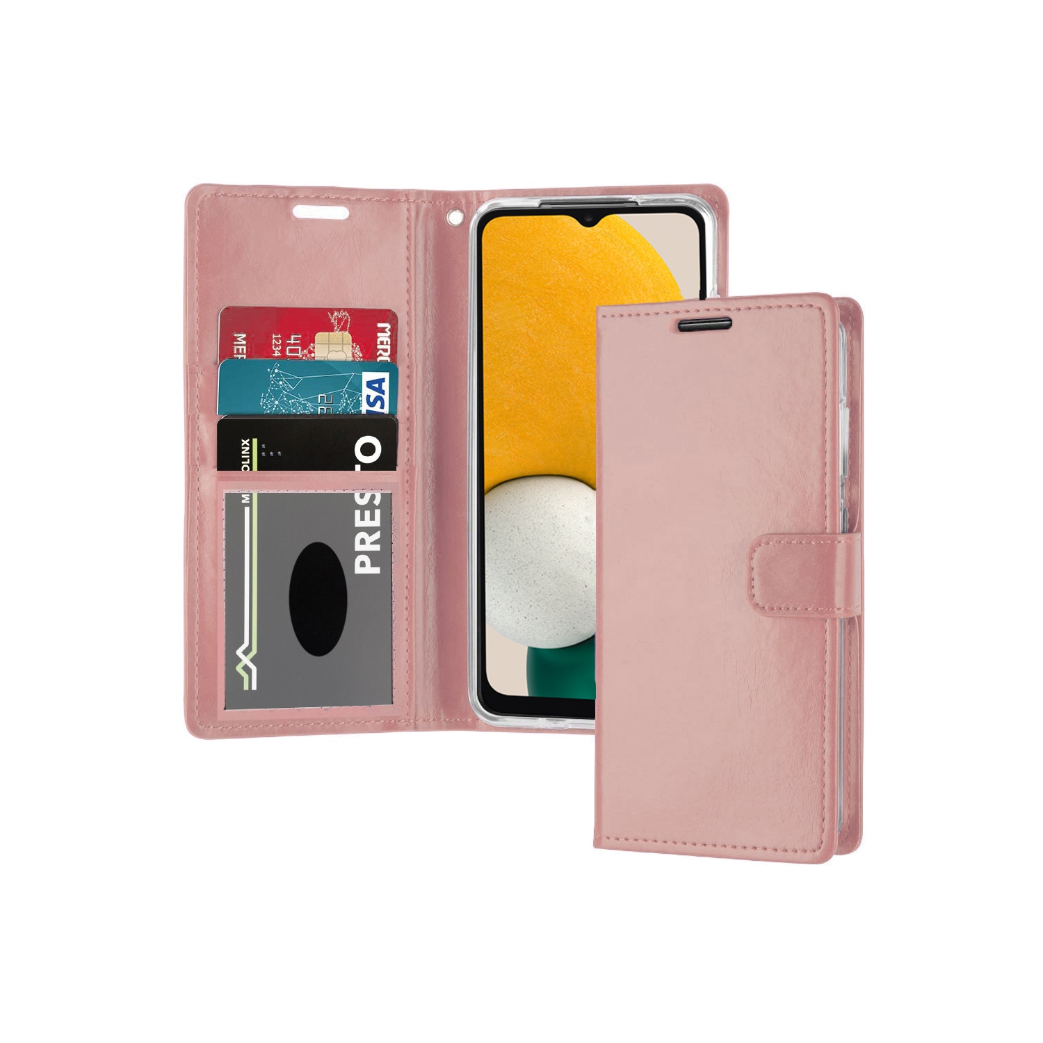 XCRS Folio Magnetic Wallet Cover, PU Leather Pouch with Card Slot and Stand Case for Samsung Galaxy A04E