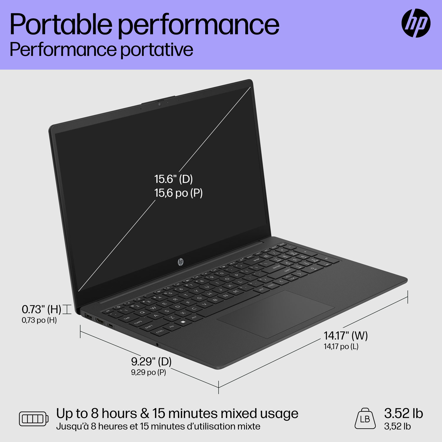 Portable de 15,6 po de HP - Noir de jais