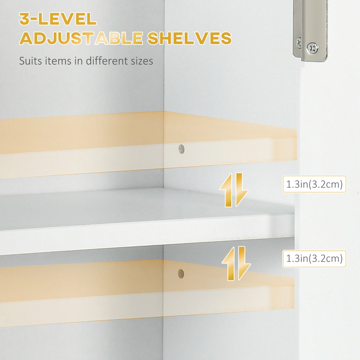 Armoire murale de salle de bain kleankin, armoire à pharmacie, armoire de rangement pour toilette avec tablette pour salon et entrée, blanc