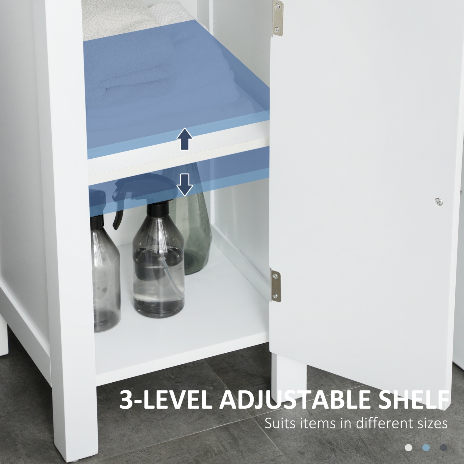 kleankin Tall Bathroom Storage Cabinet, Floor standing Bathroom Organizer, Linen Cabinet with Open Shelves, White