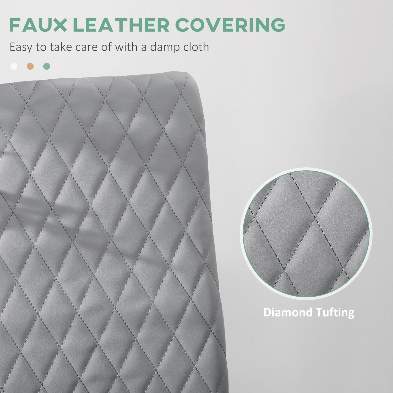 HOMCOM Dining Chairs Set of 4, Modern Kitchen Chairs with Faux Leather Upholstery and Steel Legs for Living Room, Dining Room, Bedroom, Grey