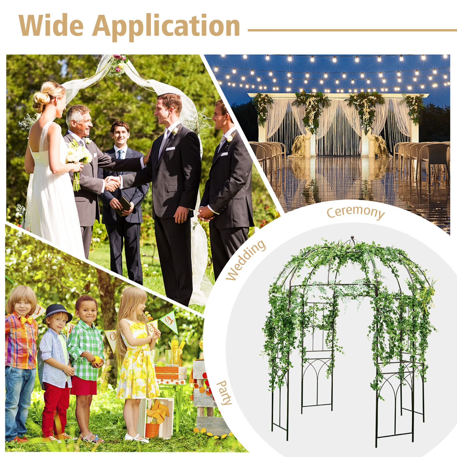 Gymax Birdcage Shape Garden Arbor Pergola Climbing Plants Stand Rack for Wedding Party
