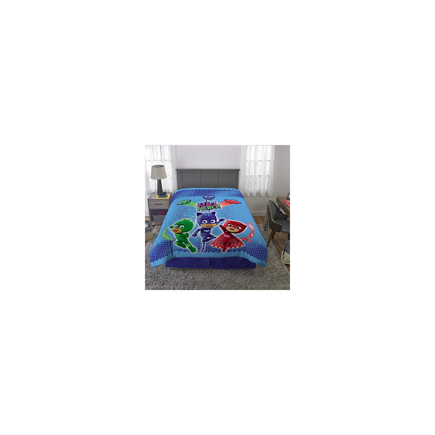 Franco Kids Bedding Super Soft Microfiber Reversible Comforter, PJ Masks - 86" x 72"