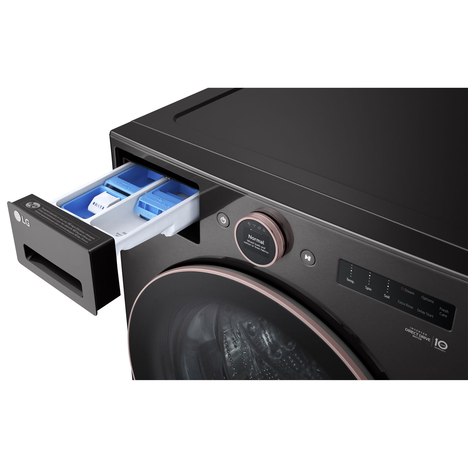Laveuse à vapeur haute efficacité à chargement frontal de 5,8 pi³ de LG - Acier noir