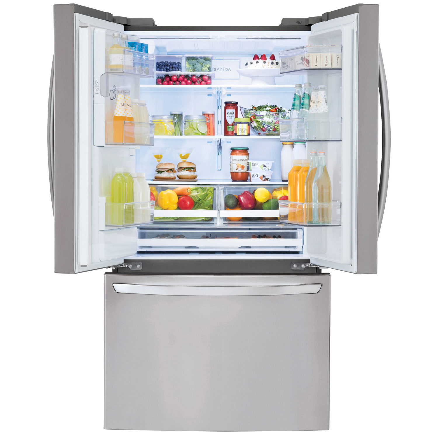 Réfrigérateur à deux portes 27,7 pi³ 36 po à distributeur eau et glaçons de LG - Inox