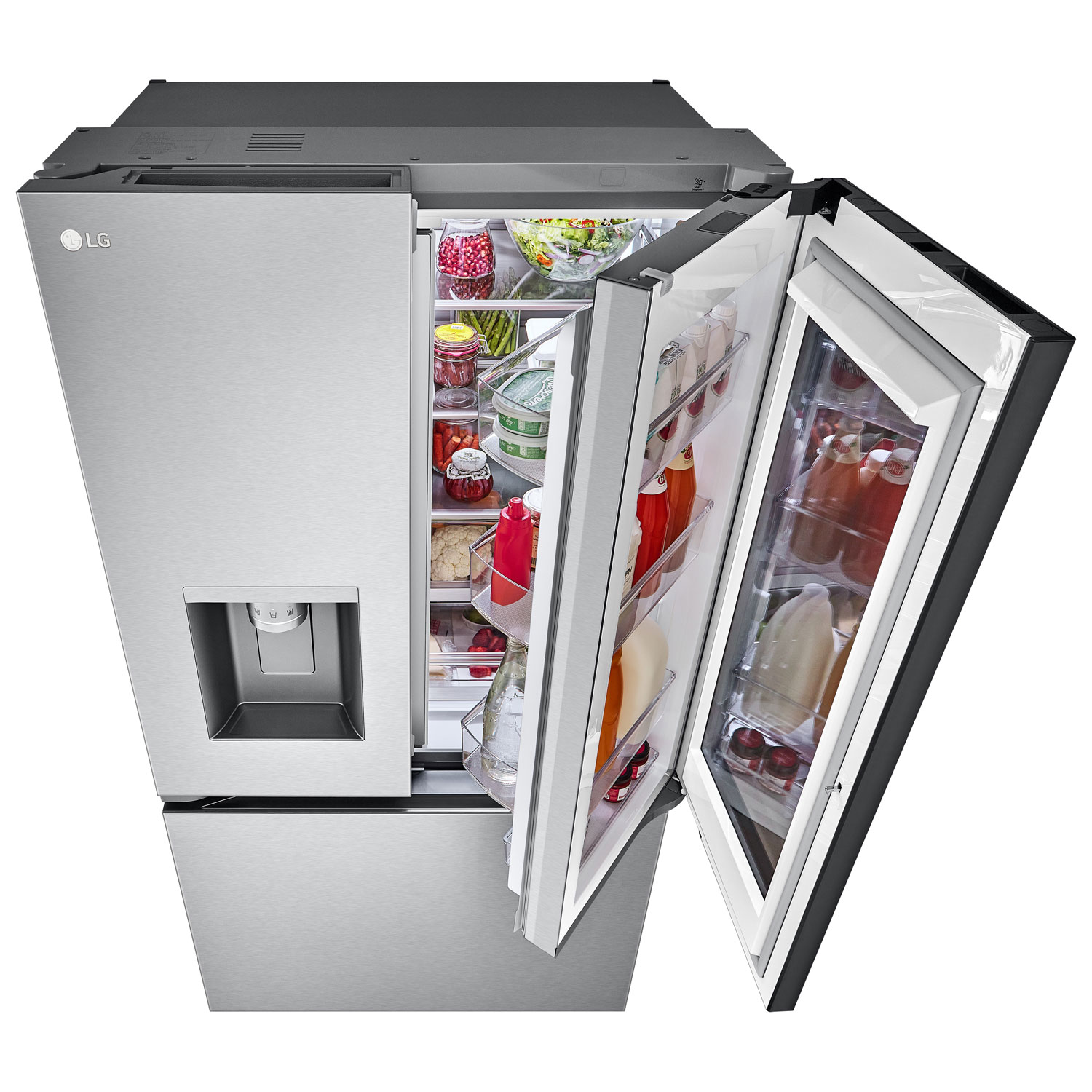 LG 36" 26 cu. ft. Smart Mirror InstaView Counter-Depth MAX French Door Refrigerator w/ Ice Dispenser - Stainless