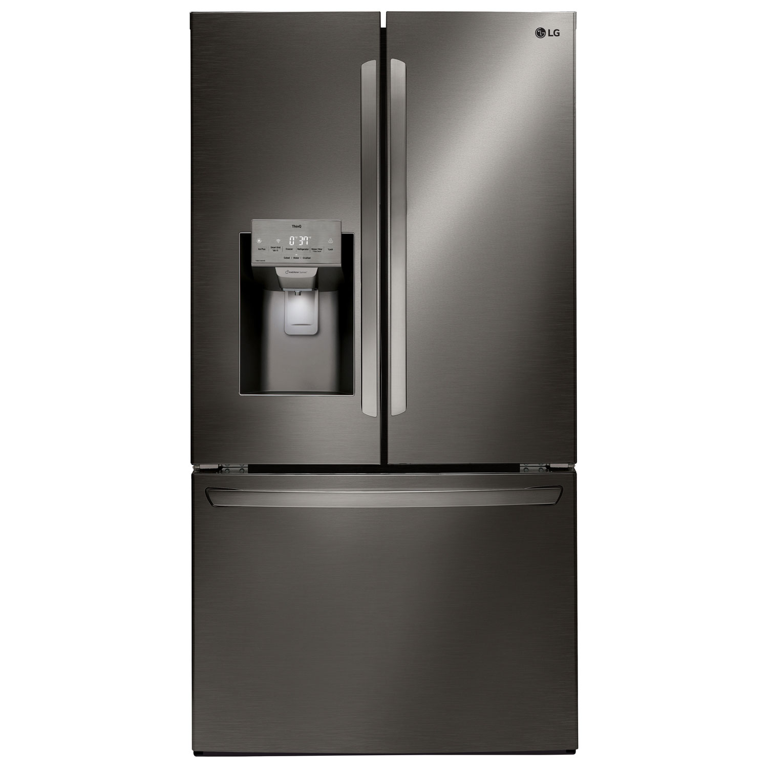 LG 36" 27.7 Cu. Ft. French Door Refrigerator w/ Water & Ice Dispenser (LRFS28XBD) - Black Stainless Steel