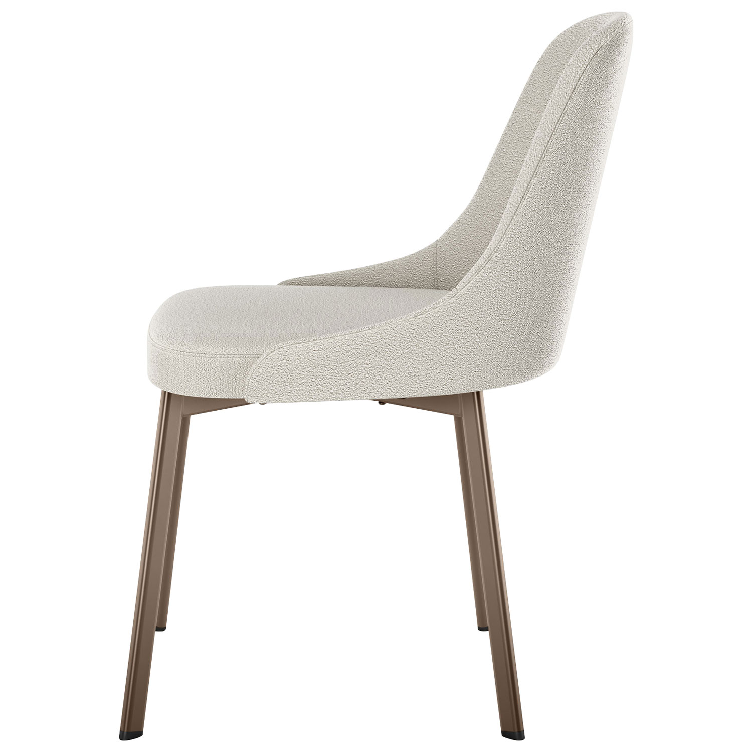 Chaise de salle à manger contemporaine en polyester Harper - Tissu bouclé crème/Bronze