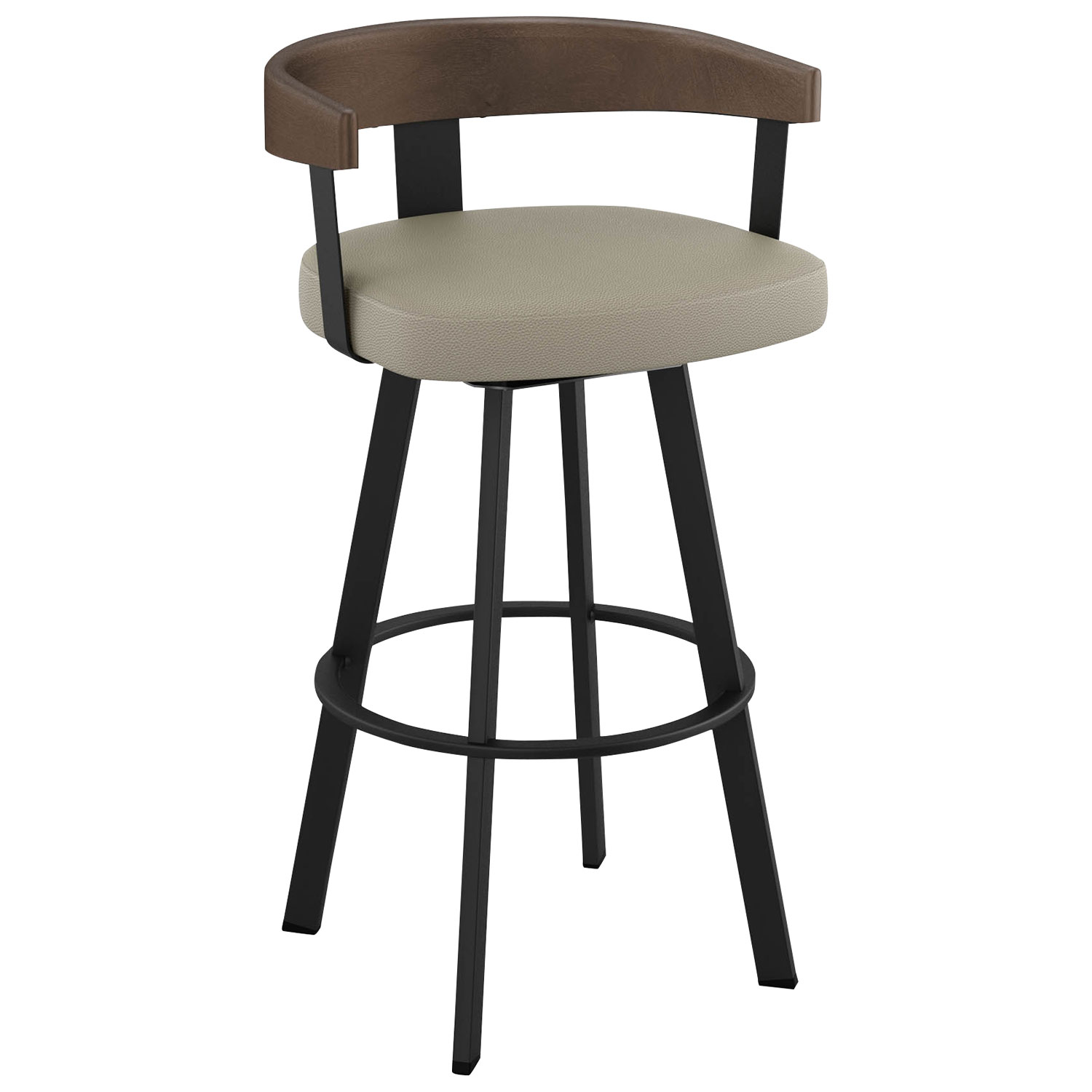 Tabouret de bar contemporain à hauteur de comptoir Lars - Grège/Noir