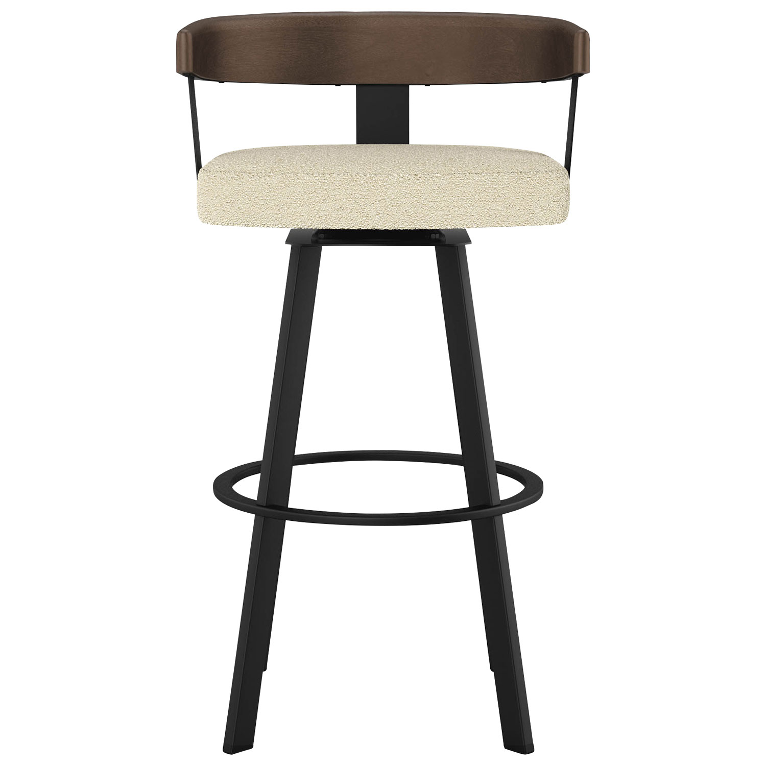 Lars Contemporary Counter Height Barstool - Cream Bouclé/Brown/Black